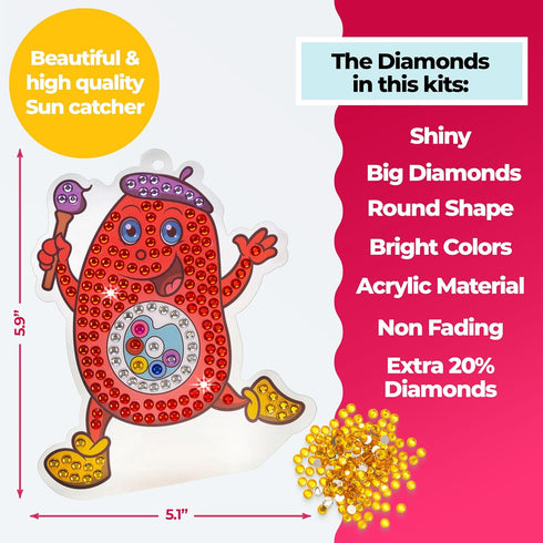 Halmolife Big Gem Diamond Painting Kits, Stickers, Keychain & Suncatcher DIY Kit, Arts and Crafts for Kids Ages 4-8+