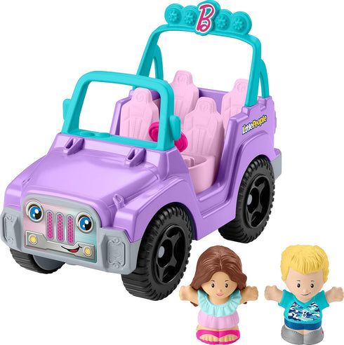 Fisher-Price Little People Barbie Toy Car - Beach Cruiser with Music Sounds and 2 Figures for Pretend Play