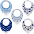 Giftty Baby Teething Bibs, 5-Pack Bandana Bibs with Teether, BPA-Free Cotton Drool Bib for Boys and Girls (Aqua)