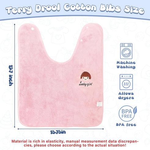 6 Pcs 20 x 16 Inch Baby Bibs with Snaps Unisex Toddler Bibs for Feeding Water Absorbent Bibs Adjustable Toddler Soft Bib for Baby Toddler Drooling Feeding Eating
