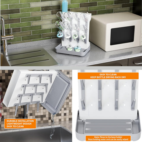 Countertop SuoXing Vertical Baby Bottle Drying Rack,Space Saving Baby Drying Rack for Bottles,Large Baby Bottle Station