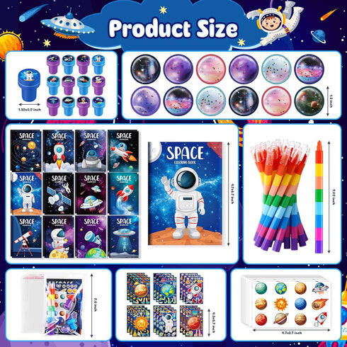 84Pcs Set BenLouis Outer Space Themed Party Favors Space Alien Coloring Books Crayons Sticker Stampers Bulk Classroom
