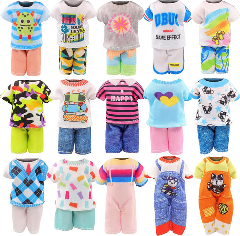 30 PCS Mini 6 Inch Doll Clothes and Accessories, 4 Tops, 4 Pants for Boy Dolls, 5 Dresses, 10 Outfits & Accessories