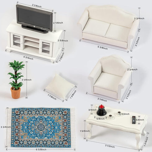 1 12 Set SAMCAMI Miniature Dollhouse Furniture Scale - Wooden Dollhouse Furniture for Dollhouse Living Room - Doll