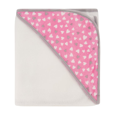 3 Pack GS71729 Cudlie Buttons & Stitches Baby Girl Rolled/Carded Hooded Towels in Blooming Elephant Print