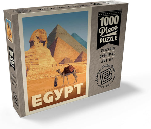 MyPuzzle Egypt: Vintage Poster - Premium 1000 Piece Jigsaw Puzzle for Adults, Pyramids and The Great Sphinx