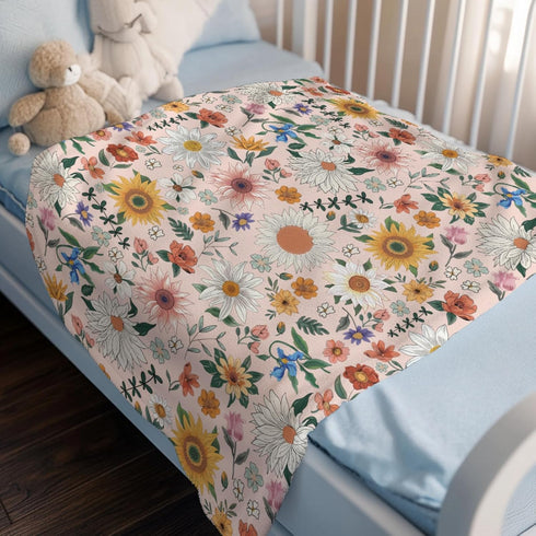 SqtmuHLuo 60x80inch Floral Baby Blanket for Girls Gifts Boho Flower Wildflower Baby Nursery Bed Receiving Blankets