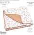 Parker Baby Muslin Blanket, 100% Soft Cotton Kids Reversible Quilt - Crib, Stroller, Tummy-Time
