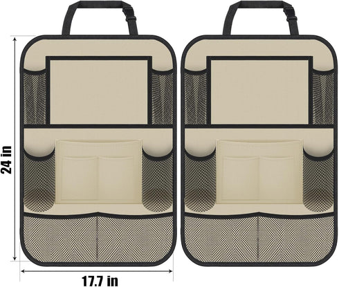 ULEEKA 11" 10 2 Pack, Car Backseat Organizer with Table Holder, Storage Pockets Seat Back Protectors Kick Mats for Kids