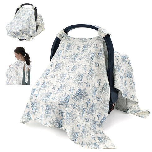 SERAPHY 2-in-1 Muslin Baby Car Seat Cover & Nursing Cover, Soft Lightweight