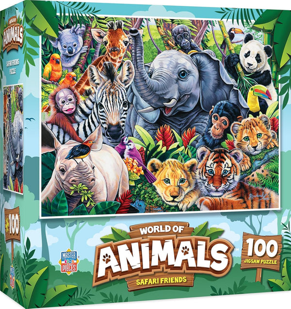 MasterPieces Safari Friends 100 Piece Kids Jigsaw Puzzle - Wildlife Adventure, 11.5"x15"