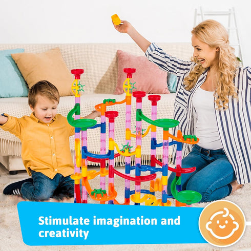 LovesTown 133PCS Marble Run Set, Educational Toy for Kids, Construction Building Blocks for 2-4 Players