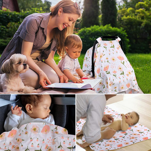 Summer/Hot Muslin Car Seat Cover for Babies, Metplus Breathable Infant Carseat Cover Lightweight Baby Carrier Cover