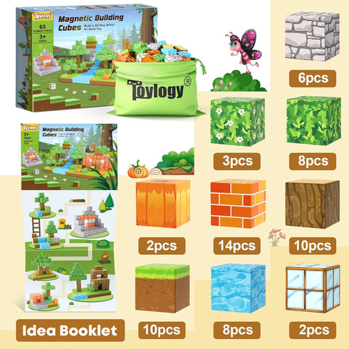 3+ 4-6 6-8 5-7 Magnetic Blocks-Build Mine Magnet World Pumpkin Edition Kids Games Toys for Boys Girls Years Old