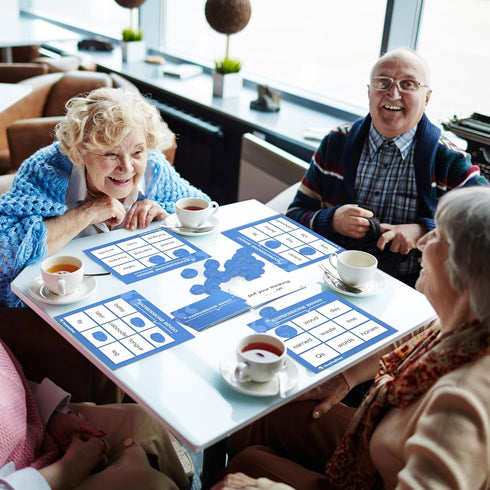 Keeping Busy Expressions Bingo - Dementia Activities for Seniors, Cards, Chips & 6 Boards for Patients