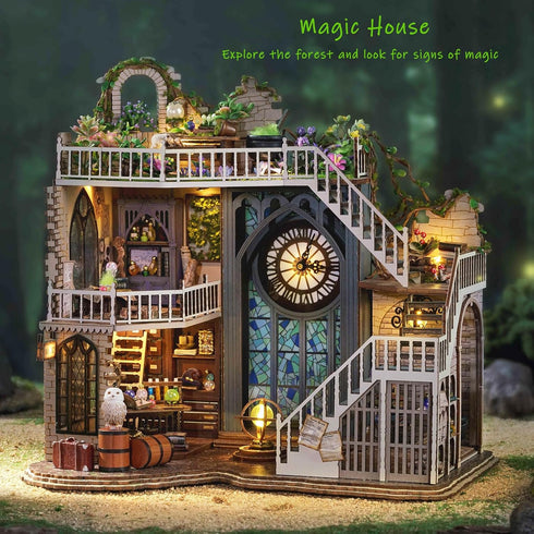 Spilay DIY Miniature Dollhouse Wooden Furniture Kit, Handmade Modern Model with Dust Cover, 1:24 Scale