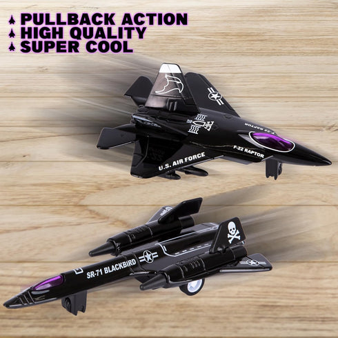 ArtCreativity 4 Pcs Diecast Stealth Bomber Toy Jets, B-2 Spirit Bombers, Pullback Mechanism, Military Cake Decorations