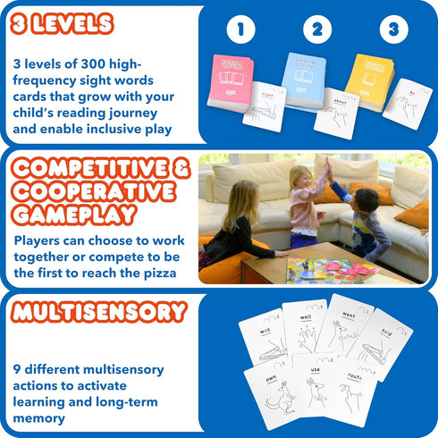 Kangaroo Cravings Learn to Read, 300 High-Frequency Sight Words Board Game for Kids Ages 4-9, Parent & Teacher Must