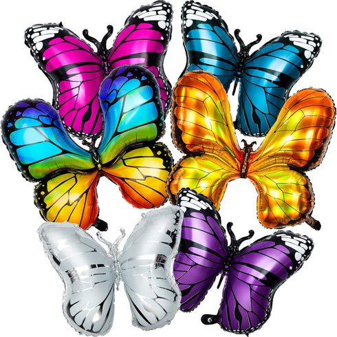 Sumind 6 Pcs Butterfly Balloons Decorations - Fairy Foil Balloons for Theme Party, Wedding, Birthday
