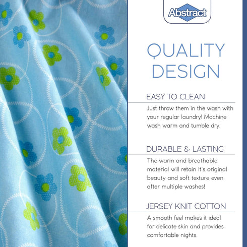 Abstract Baby/Infant Bassinet Sheets, Deep Fitted Soft Jersey Knit, 16" x 32" (Floral Blue)