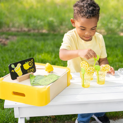 Set, Set 3+ Fat Brain Toys Pretendables Lemonade Time Pretend Play Food Lemonade Stand for Kids with Storage, Great