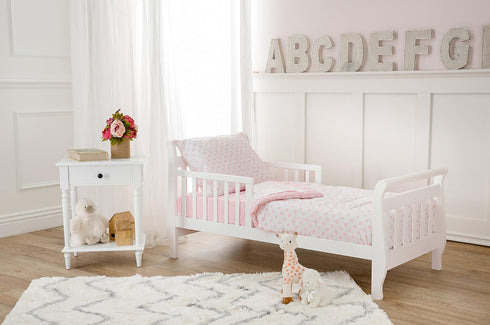 TL Care 100% 4-Piece Set, Cotton Percale Toddler Bedding Pink, for Girls