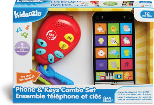 Kidoozie Phone & Keys Combo Set - Interactive Toy Bundle for Ages 12 Months+, Music & Animal Sounds