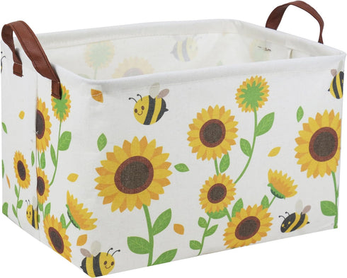 DDBASKET Rectangular Sunflower Baskets Gift Basket Empty Girls Basket Kids Storage Bin Baby