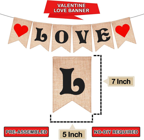 KatchOn Burlap Love Banner for Romantic Decoration - 7x5 Inch | No DIY | Engagement Party, Anniversary, Mothers Day