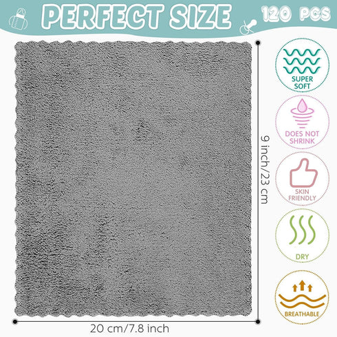 120 Pack 9 8 Inch Newwiee Baby Washcloths x Coral Fleece Baby Rags Microfiber Soft Small Towels Absorbent Wash Cloth