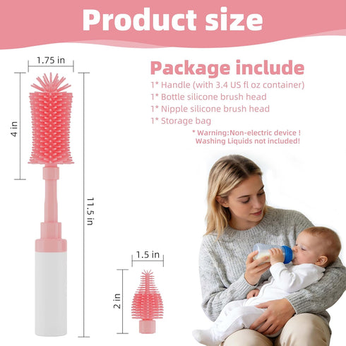 Chuya Baby Bottle Brush Kit -Upgraded Silicone Bottle Cleaning Brush & Nipples Cleaning,Press-Pump Foam Dispenser Brush