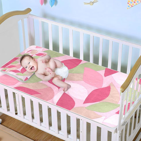 SyXIOP 28" 52" Henri Style Leaf Petal Colorful Cooling Baby Crib Mattress Cover x Absorbent Mattress Protector Pads