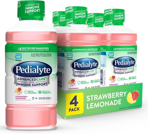 Pedialyte AdvancedCare Electrolyte Solution Has PreActivPrebiotics | Hydration Drink | Strawberry Lemonade,