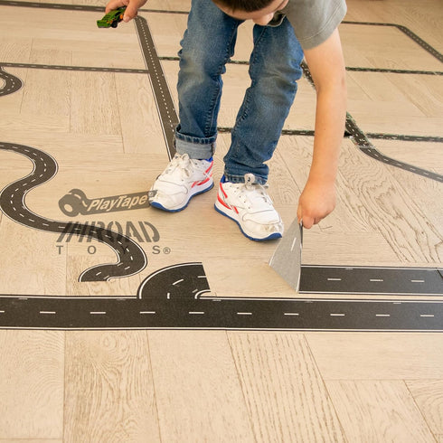 PlayTape Road Tape Curves for Toy Cars, 1 Roll of 36 Curves, 2 in. Wide, Sticks to Flat Surfaces