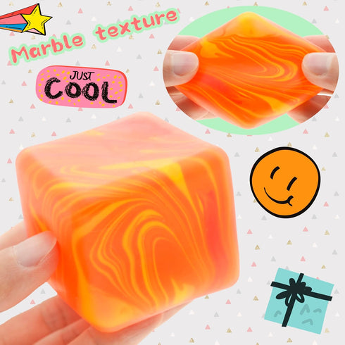 Slow Rising Stress Cube , Dough Stress Balls Soft Fidget Squishy Toys for Anxiety Relief, Pull Stretch Classroom Prize
