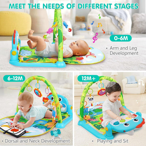 UMIKU Tummy 0-6 6-12 Baby Play Mat Baby Time Mat Musical Activity Center for Infant with High-Contrast Piano Music