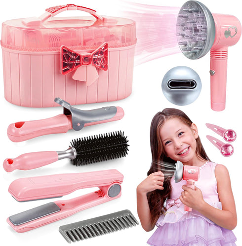 Toy Choi's Children's Pretend Play Hair Styling Salon Set with Hair Dryer,