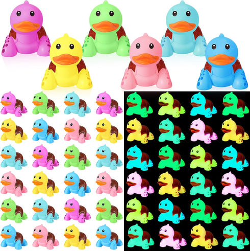 HyDren 50 Pcs Rubber Turtle Duck Glow in The Dark Cute Duck