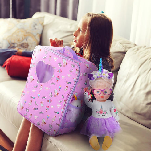 18 Inch Set Backpack Wettarn Doll Carrier with Clothes and Accessories Including Doll Travel Bag, Dress, Shoes