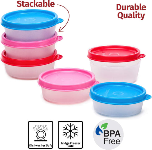 SIGNORA WARE 6 pk Condiment Containers with Lids - 2.3 oz Small Food Storage for Salad Dressing, Leak Proof
