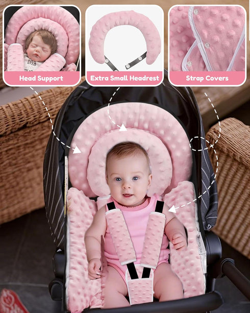 BOMOLOUR Infant Car Seat Insert with Removable Cushion for Baby Preemie Newborn Infant, Reversible carseat Insert Head
