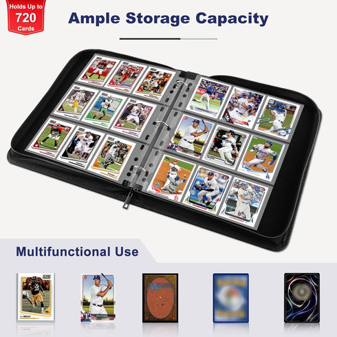 Mlikero Trading Card Binder, 9 Pocket Card Display, 720 Double Sided Pocket Sports Card Binder, Premium Blue