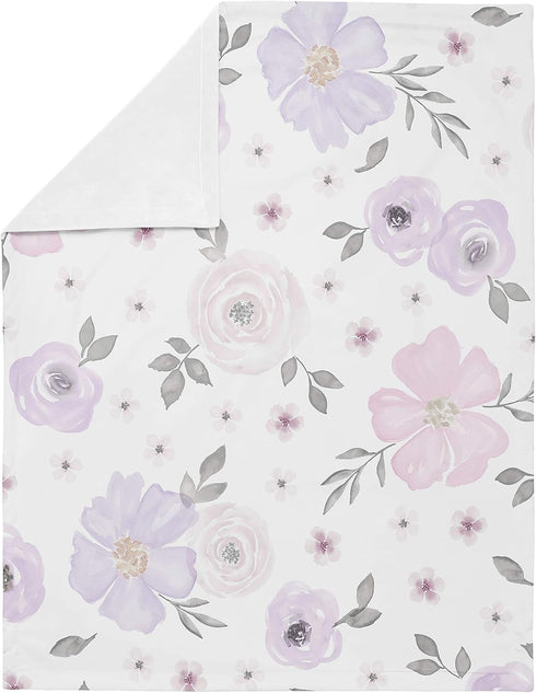 Sweet Jojo Designs Shabby Chic Rose Flower Watercolor Floral Baby Girl Receiving Security Swaddle Blanket for Newborn