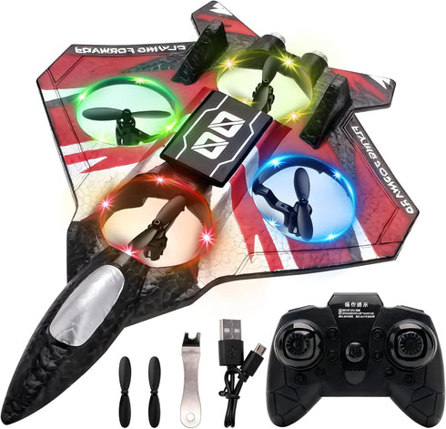 Remote Control Airplane Drone with Light for Kids Adults,360 Flip Fighter Jet
