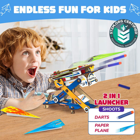 2in1 6-14 6, 8,10,12,14 Smartivity DIY Hydraulic Paper Airplanes & Darts Launcher STEM Toy for Kids Ages Years I