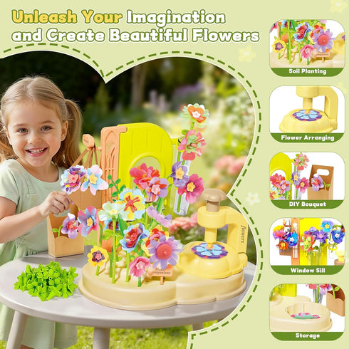 JoySpark Toys 150PCS 3-12 Fabric Flower Bouquets Toys DIY Flower Making Kit for Kids Ages Arts & Crafts Flower Crafts