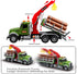 Dwi Dowellin Kids Toys for 3-7 Years Old Boys, 15" Large Timber Truck with Loading Crane and 6 Trunks, Birthday Gifts
