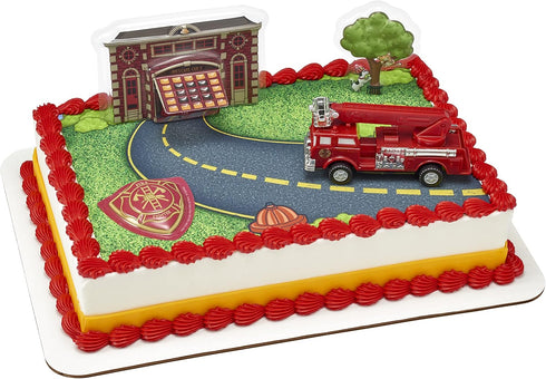 Fire Truck and Station DecoSet Cake Decoration