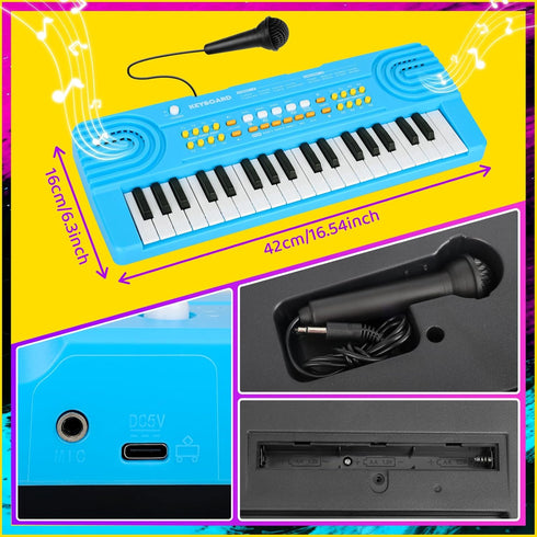 Drmukie 37 3 4 5 6 7 Upgraded Key Keyboard Piano Kids Toy for Toddlers Electric Pianos with Microphone Music Toys
