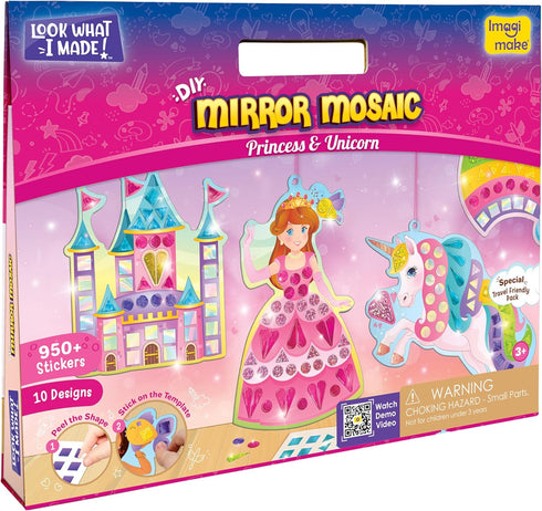Set 3,4,5,6,7,8 Imagimake Mirror Mosaic Princess & Unicorn Kids Art | DIY Art & Craft Kits | Foil Stickers for Kids |